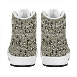 Scary Skeleton Pattern Print High Top Leather Sneakers