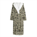 Scary Skeleton Pattern Print Hooded Bathrobe