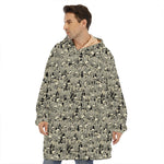 Scary Skeleton Pattern Print Hoodie Blanket