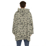 Scary Skeleton Pattern Print Hoodie Blanket