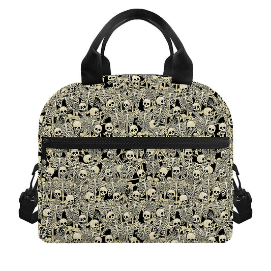 Scary Skeleton Pattern Print Insulated Lunch Bag