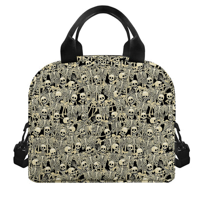 Scary Skeleton Pattern Print Insulated Lunch Bag