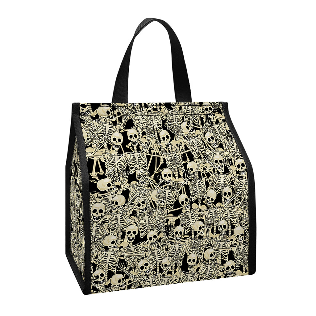 Scary Skeleton Pattern Print Insulated Lunch Tote