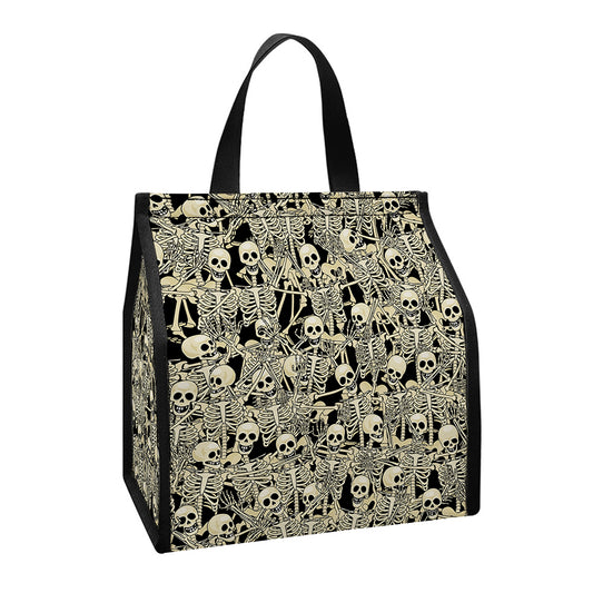 Scary Skeleton Pattern Print Insulated Lunch Tote