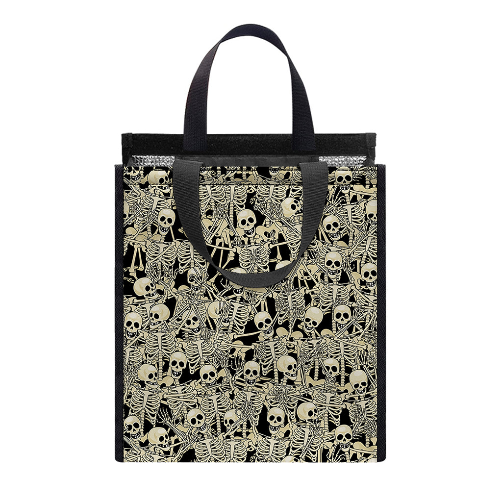 Scary Skeleton Pattern Print Insulated Lunch Tote