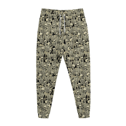 Scary Skeleton Pattern Print Jogger Pants