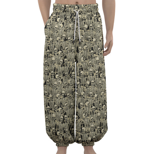Scary Skeleton Pattern Print Lantern Pants
