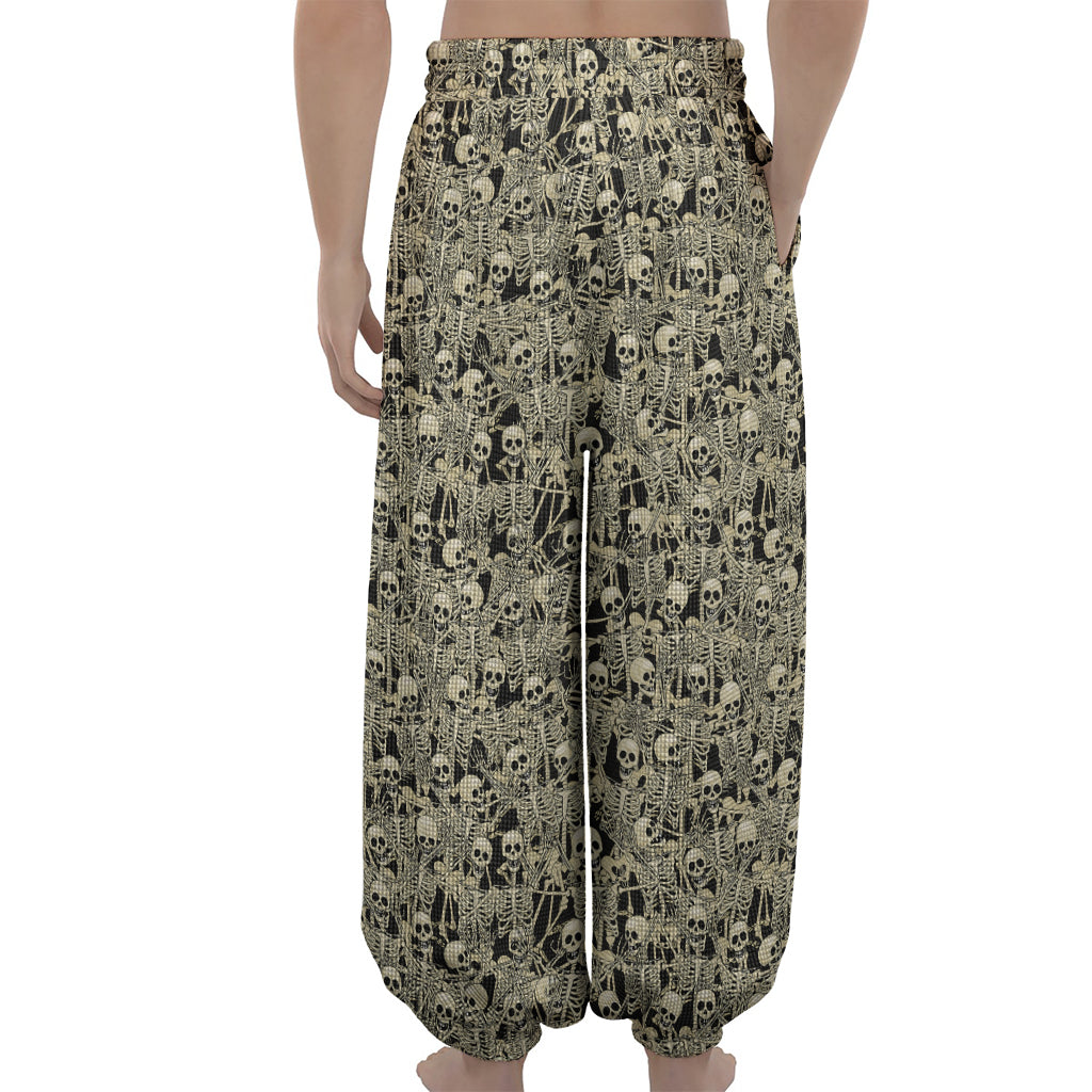 Scary Skeleton Pattern Print Lantern Pants