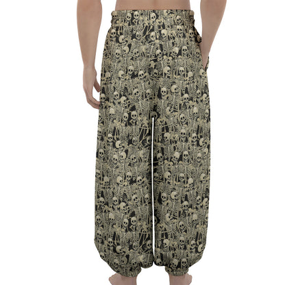Scary Skeleton Pattern Print Lantern Pants