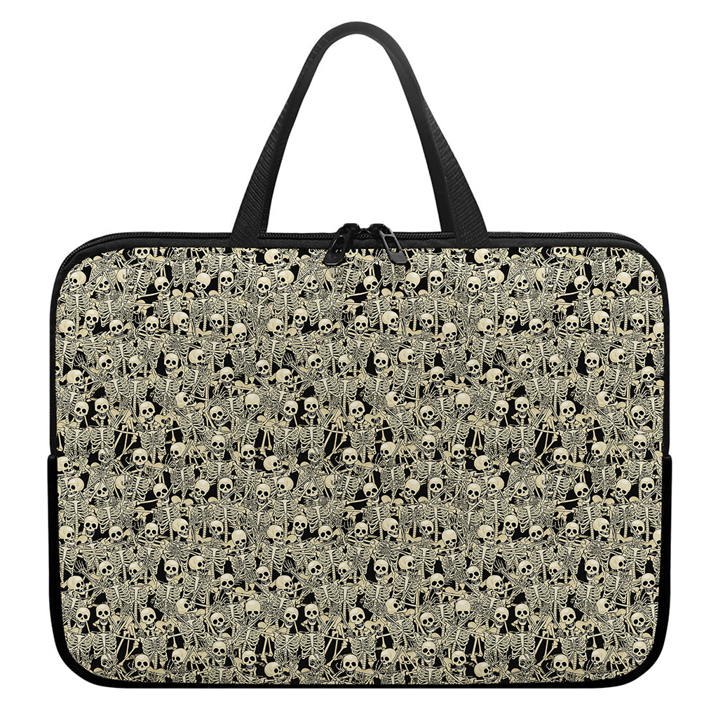 Scary Skeleton Pattern Print Laptop Sleeve With Handle
