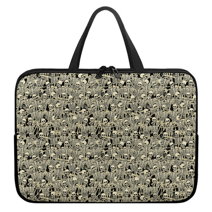 Scary Skeleton Pattern Print Laptop Sleeve With Handle