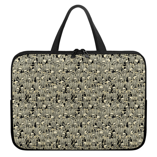 Scary Skeleton Pattern Print Laptop Sleeve With Handle