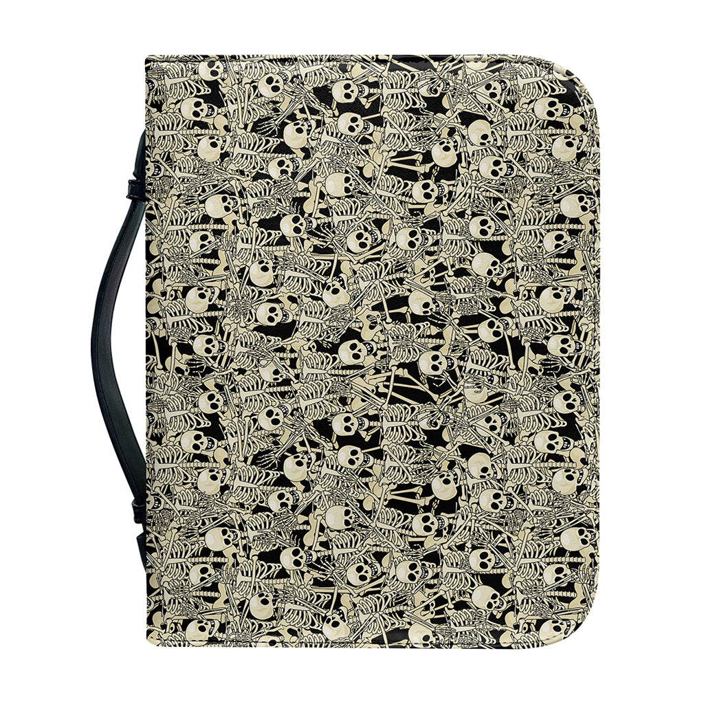 Scary Skeleton Pattern Print Leather Bible Cover