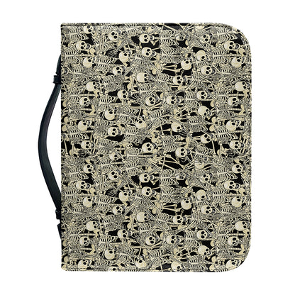 Scary Skeleton Pattern Print Leather Bible Cover