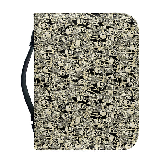 Scary Skeleton Pattern Print Leather Bible Cover