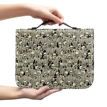 Scary Skeleton Pattern Print Leather Bible Cover