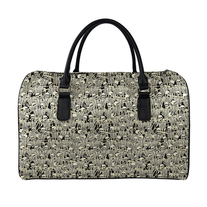 Scary Skeleton Pattern Print Leather Duffle Bag