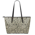 Scary Skeleton Pattern Print Leather Tote Bag With Zipper