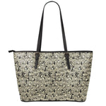 Scary Skeleton Pattern Print Leather Tote Bag