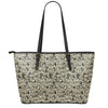 Scary Skeleton Pattern Print Leather Tote Bag