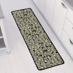 Scary Skeleton Pattern Print Long Kitchen Mat