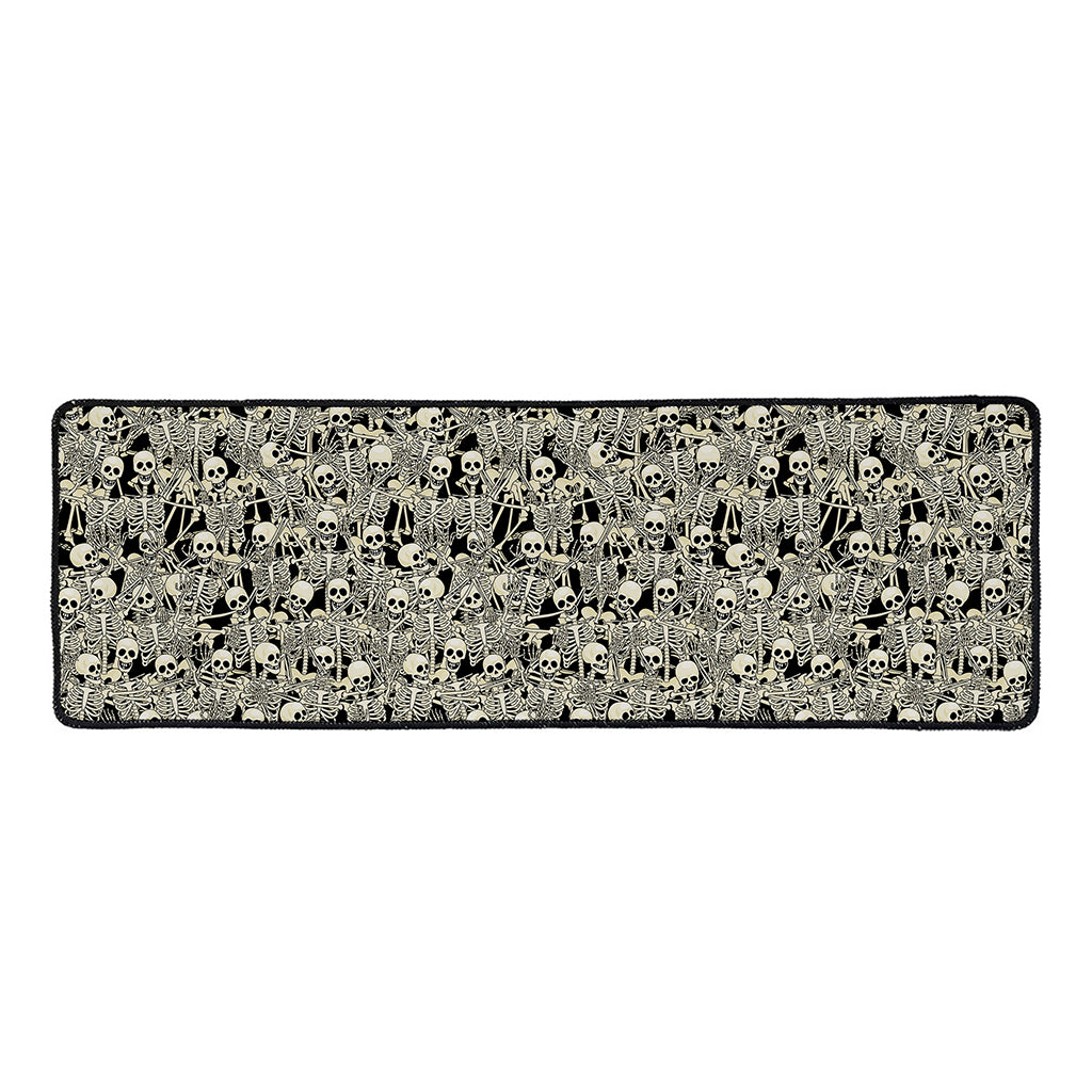 Scary Skeleton Pattern Print Long Kitchen Mat