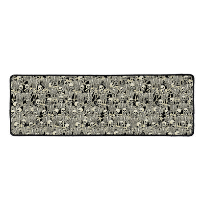 Scary Skeleton Pattern Print Long Kitchen Mat