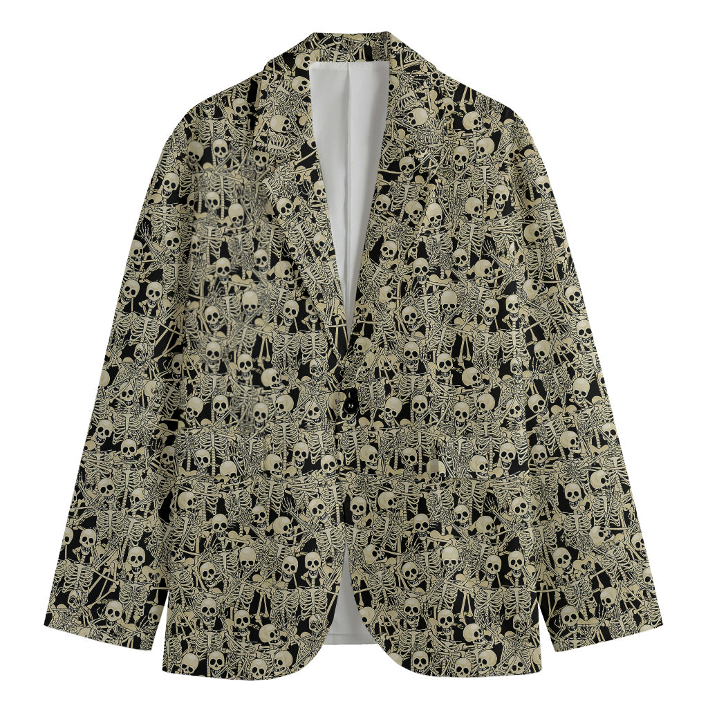 Scary Skeleton Pattern Print Men's Blazer