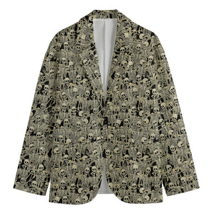 Scary Skeleton Pattern Print Men's Blazer