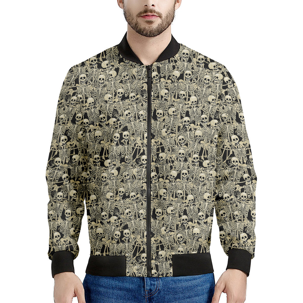 Scary Skeleton Pattern Print Men's Bomber Jacket