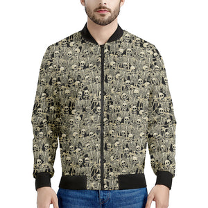 Scary Skeleton Pattern Print Men's Bomber Jacket