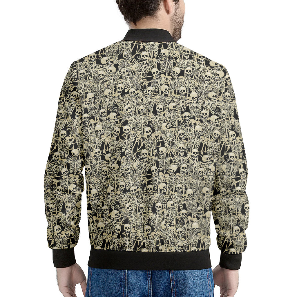 Scary Skeleton Pattern Print Men's Bomber Jacket