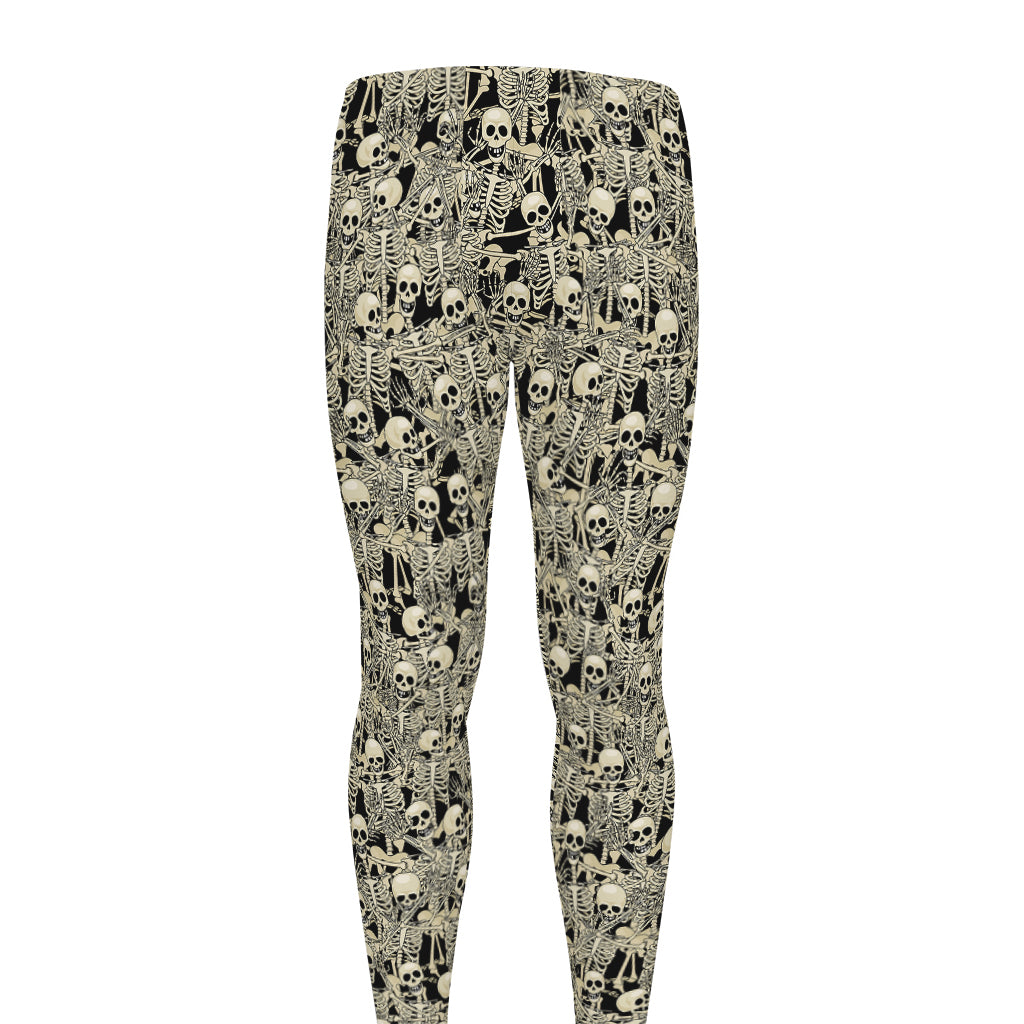 Scary Skeleton Pattern Print Men's leggings