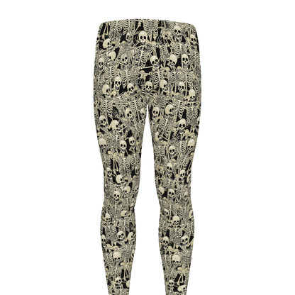 Scary Skeleton Pattern Print Men's leggings