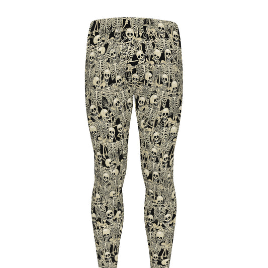 Scary Skeleton Pattern Print Men's leggings