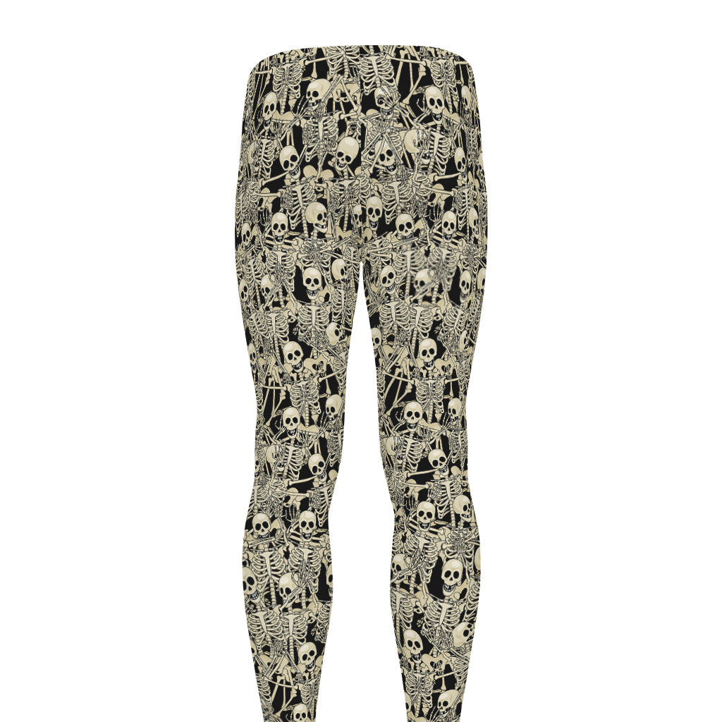 Scary Skeleton Pattern Print Men's leggings