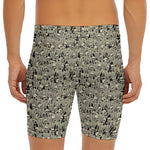 Scary Skeleton Pattern Print Men's Long Boxer Briefs