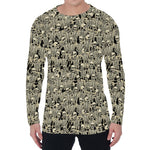 Scary Skeleton Pattern Print Men's Long Sleeve T-Shirt