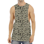 Scary Skeleton Pattern Print Men's Muscle Tank Top