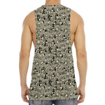 Scary Skeleton Pattern Print Men's Muscle Tank Top