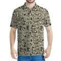 Scary Skeleton Pattern Print Men's Polo Shirt