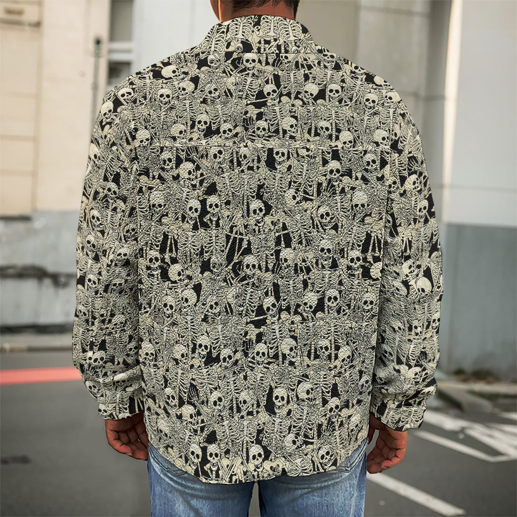 Scary Skeleton Pattern Print Men's Shirt Jacket