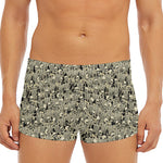 Scary Skeleton Pattern Print Men's Short Boxer Briefs