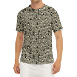 Scary Skeleton Pattern Print Men's Short Sleeve Rash Guard