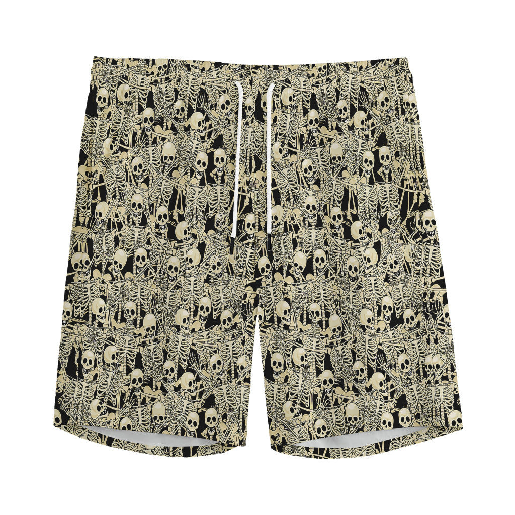 Scary Skeleton Pattern Print Men's Sports Shorts