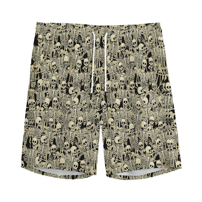 Scary Skeleton Pattern Print Men's Sports Shorts