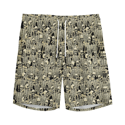 Scary Skeleton Pattern Print Men's Sports Shorts