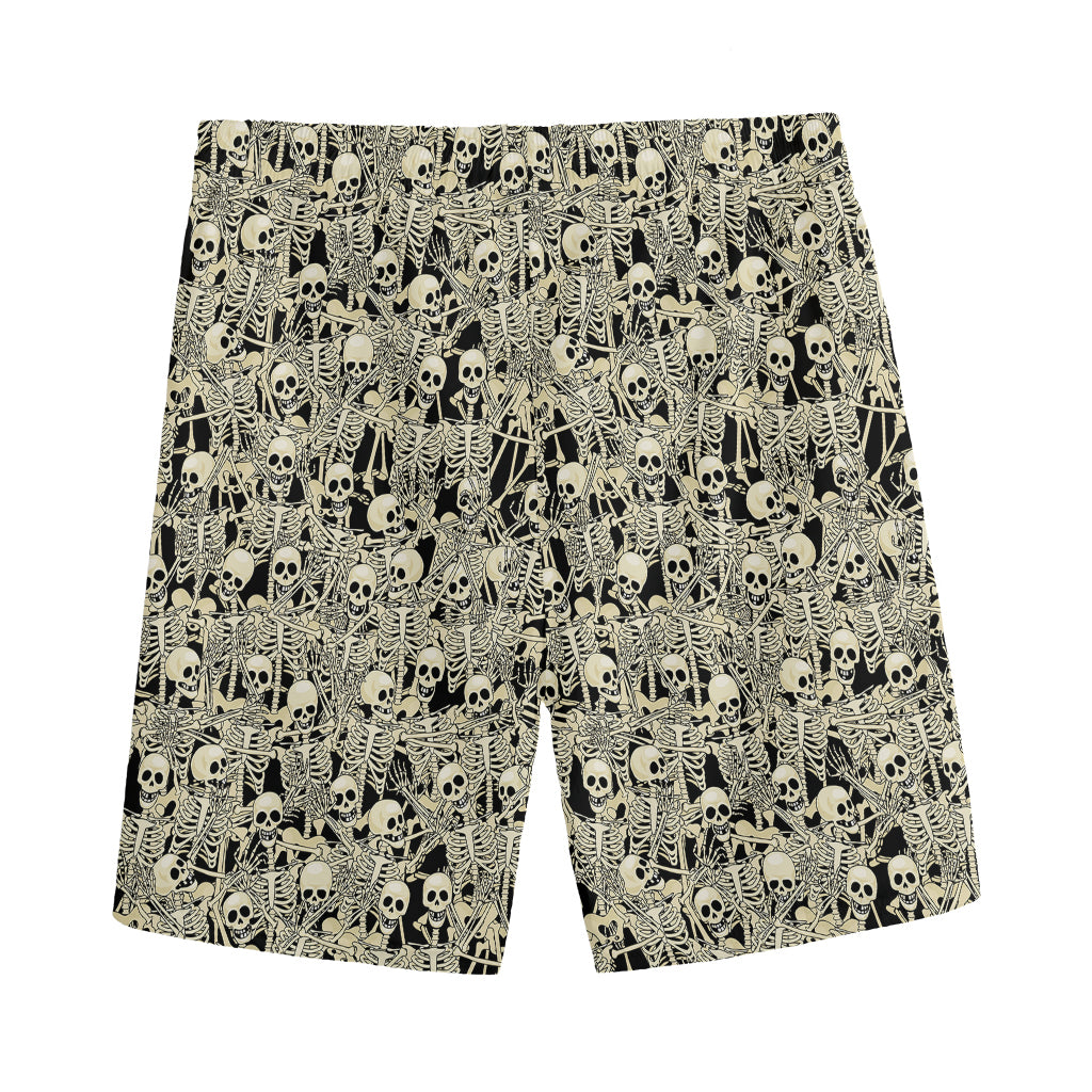 Scary Skeleton Pattern Print Men's Sports Shorts