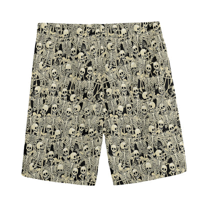 Scary Skeleton Pattern Print Men's Sports Shorts