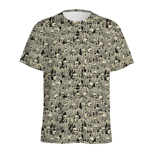 Scary Skeleton Pattern Print Men's Sports T-Shirt